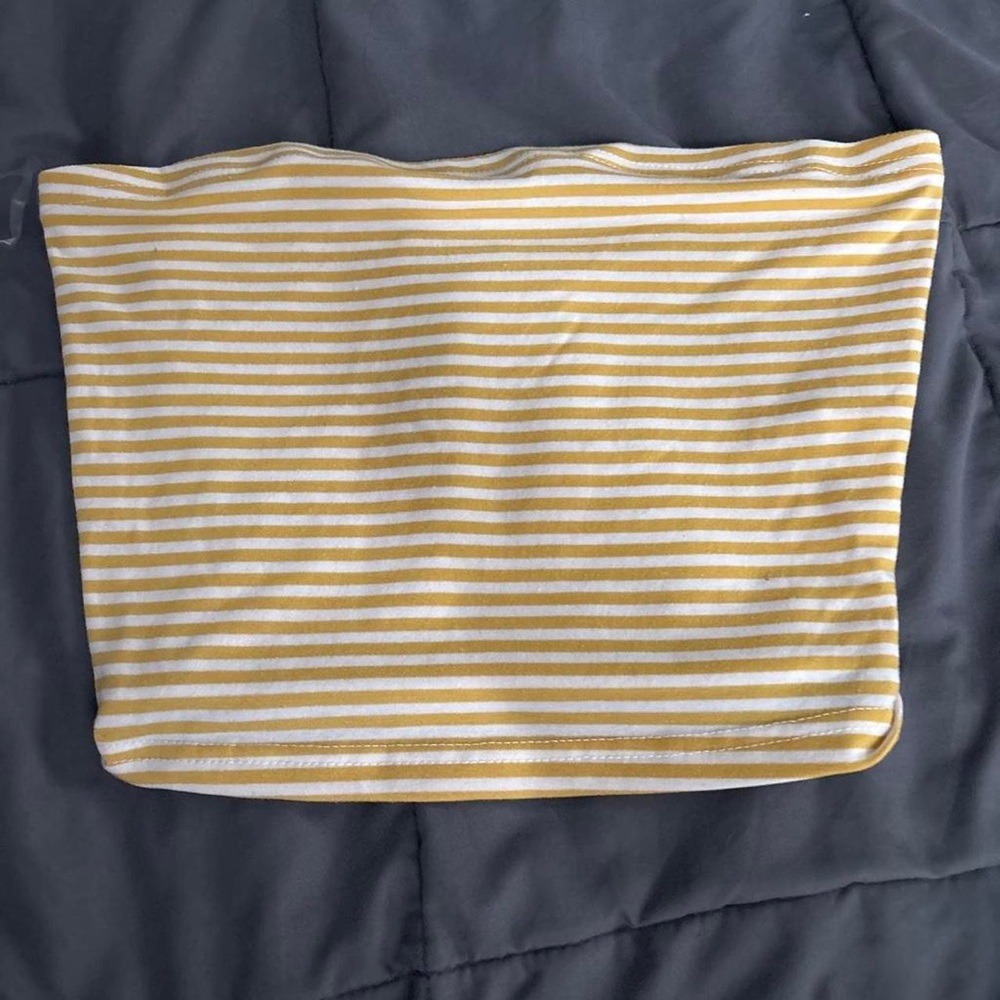 SHEIN Yellow and White Striped Mini Tube Skirt